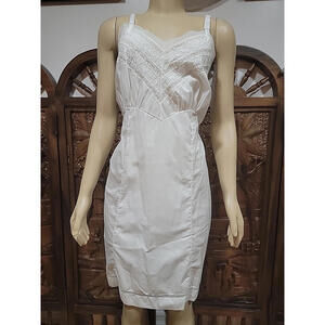Vintage Gaymode 38/S White Peignoir Dress Full Slip Nightgown Lace Trim #Z